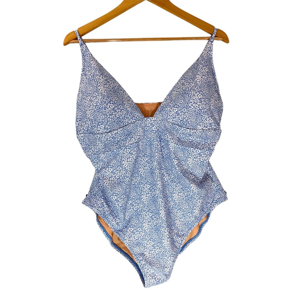 NWOT J.Crew Plunge One-Piece Swimsuit Liberty® Jacqueline’s Blossom Floral Sz 16 - Picture 2 of 11
